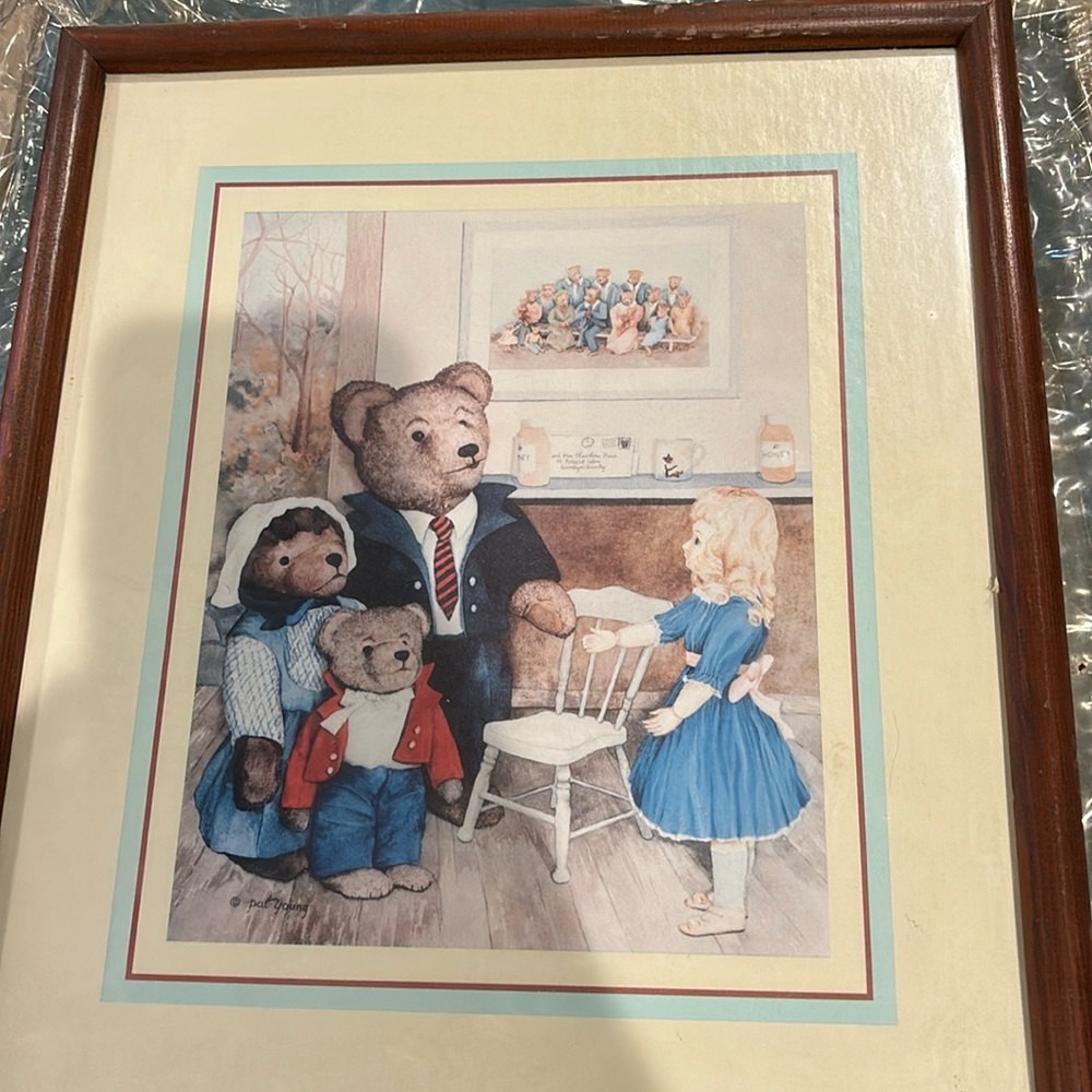 Old bear picture with frame